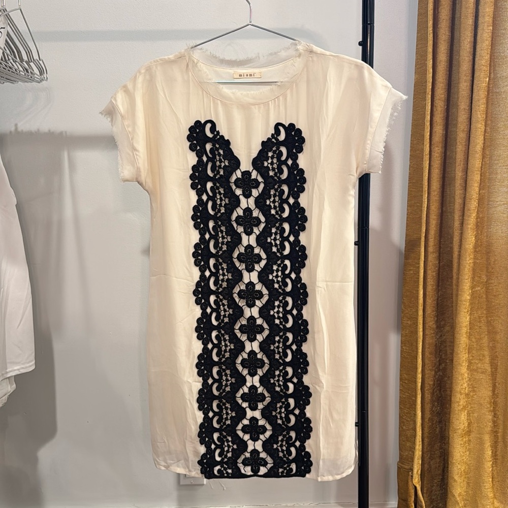 Miami Cream and Black Embellished Blouse